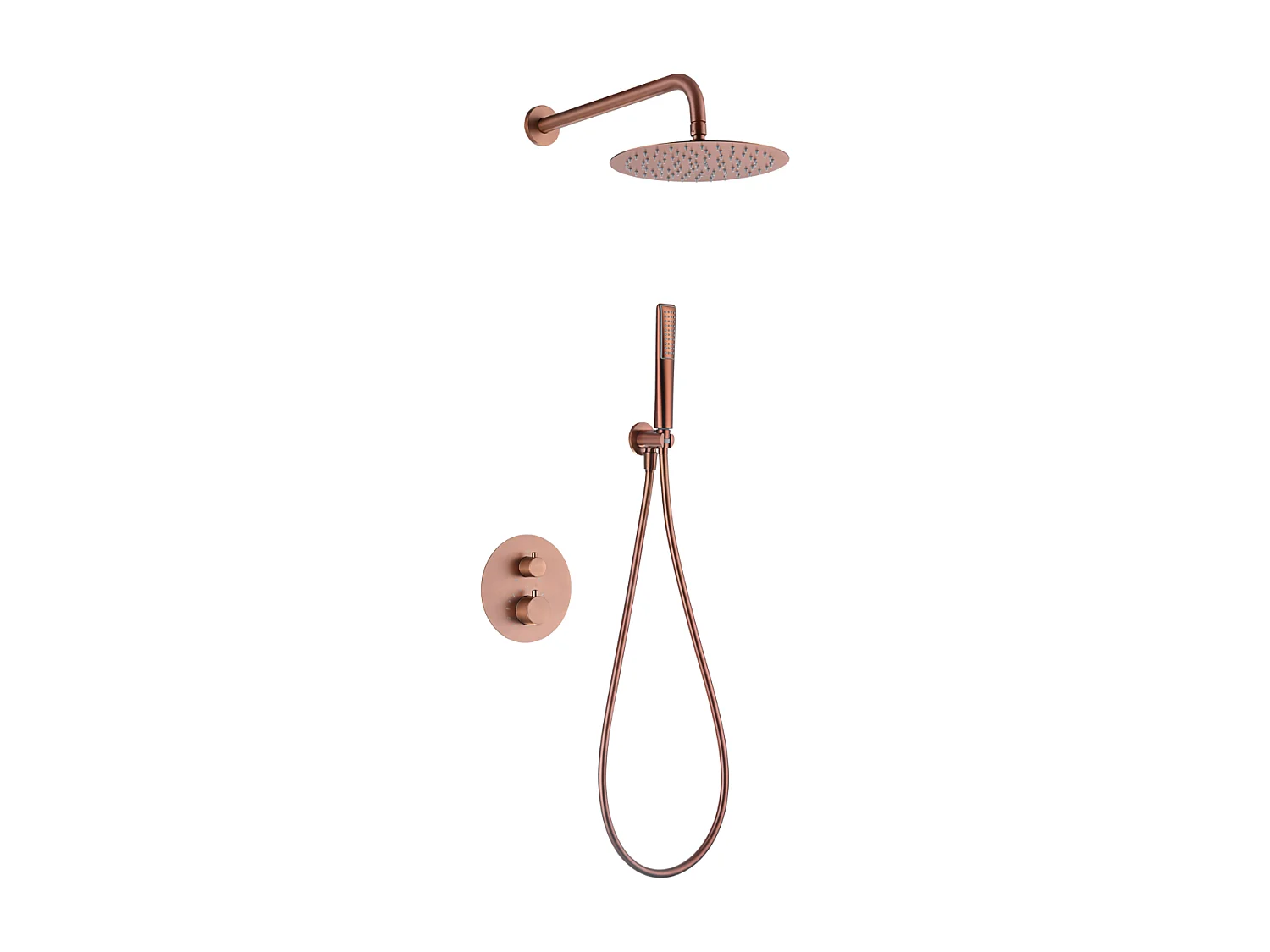 Colonne de Douche Encastrée avec Mitigeur Thermostatique or rose cuivré anti-calcaire - Design Moderne - NAPOLES IMEX