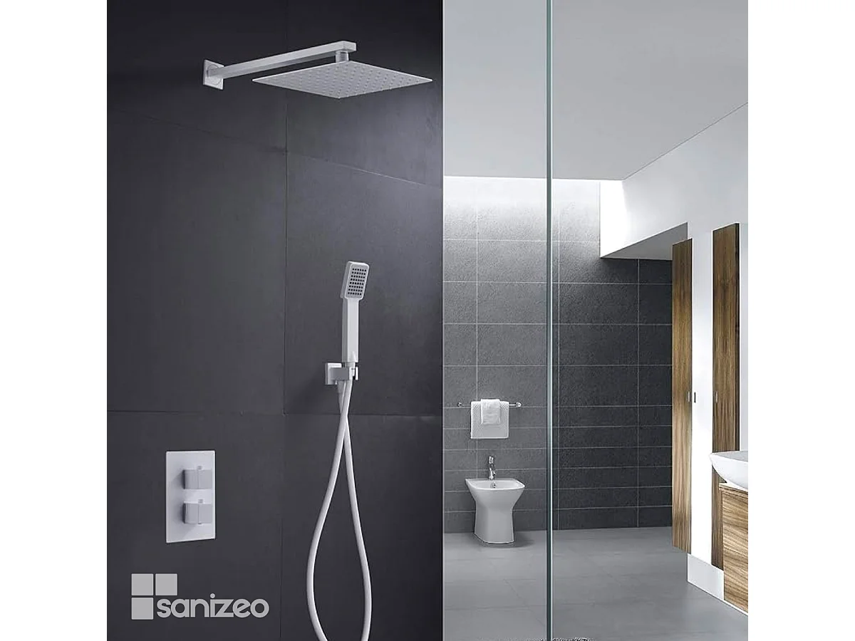 Colonne de Douche Encastrée blanc mat anti-calcaire - Design Moderne et Économie d'eau - Kit Complet CIES IMEX