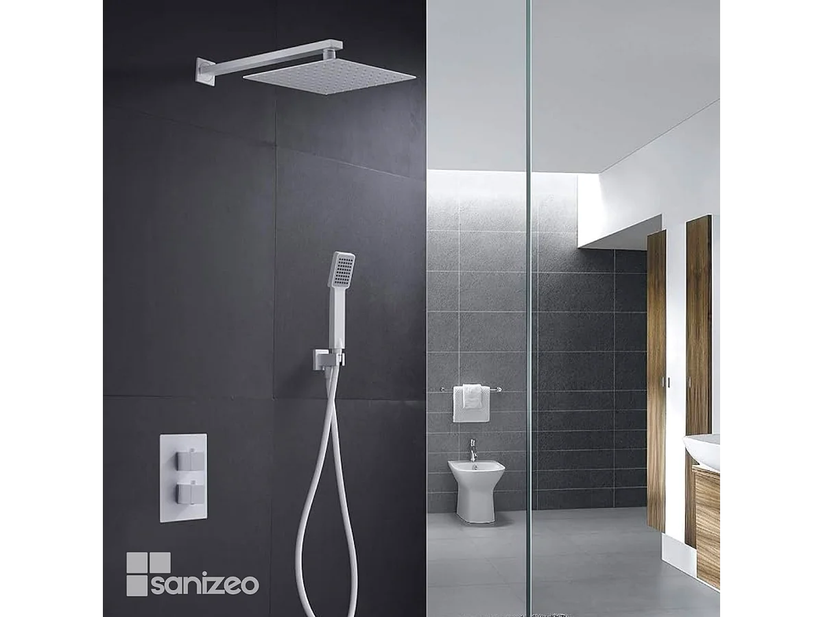 Colonne de Douche Encastrée blanc mat anti-calcaire - Design Moderne et Économie d'eau - Kit Complet CIES IMEX