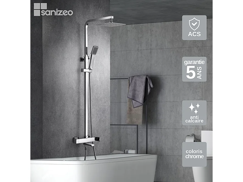 Colonne de Douche et Baignoire chromé anti-calcaire - Design Moderne et Économie d'eau - Kit Complet FIYI IMEX