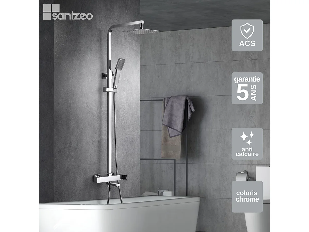 Colonne de Douche et Baignoire chromé anti-calcaire - Design Moderne et Économie d'eau - Kit Complet FIYI IMEX