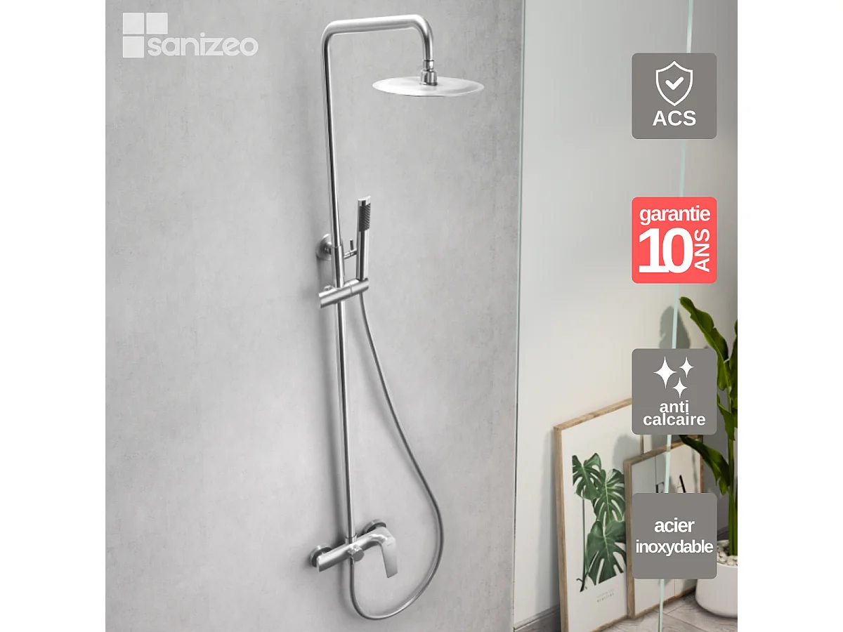 Colonne de Douche acier inoxydable anti-calcaire - Design Moderne et Économie d'eau - Kit Complet DELOS IMEX