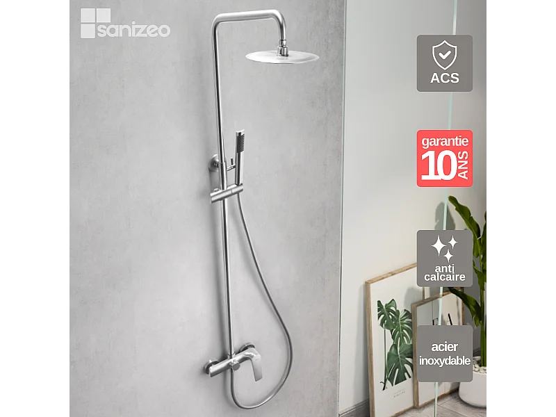 Colonne de Douche acier inoxydable anti-calcaire - Design Moderne et Économie d'eau - Kit Complet DELOS IMEX