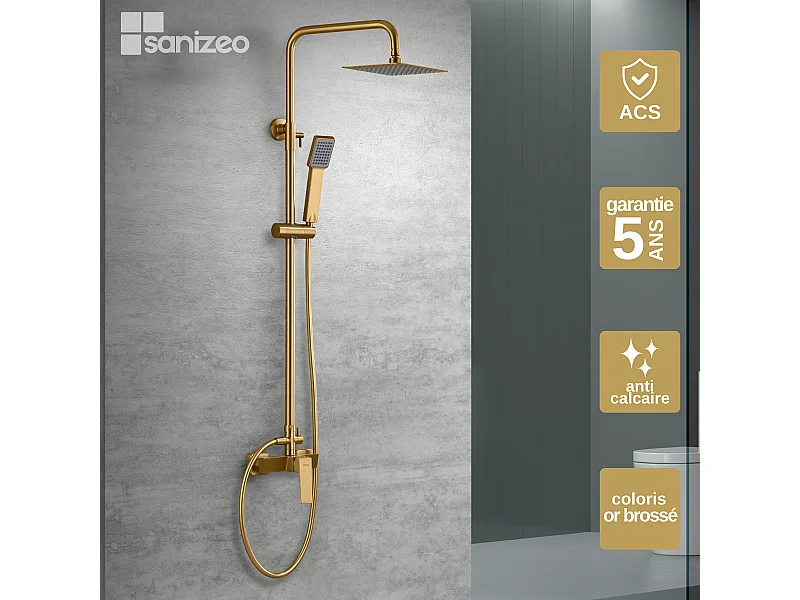 Colonne de Douche or brossé anti-calcaire - Design Moderne et Économie d'eau - Kit Complet ART IMEX