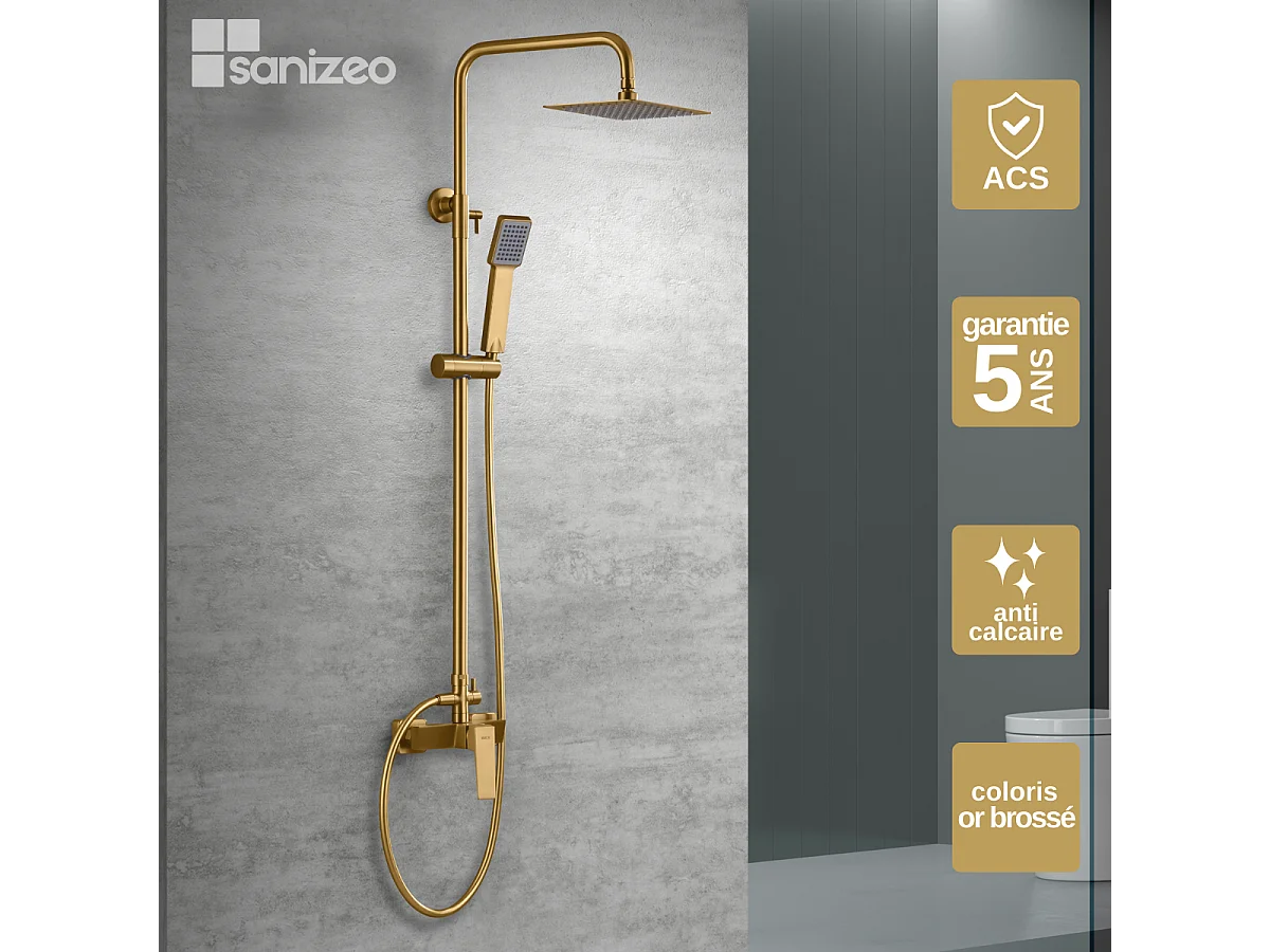 Colonne de Douche or brossé anti-calcaire - Design Moderne et Économie d'eau - Kit Complet ART IMEX