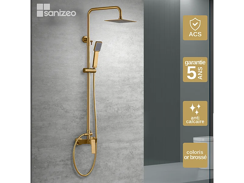 Colonne de Douche or brossé anti-calcaire - Design Moderne et Économie d'eau - Kit Complet ART IMEX