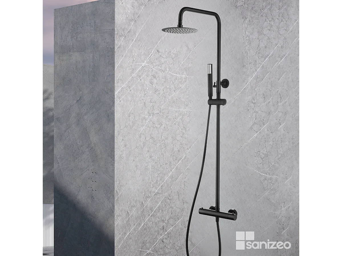 Colonne de Douche avec Mitigeur Thermostatique noir mat anti-calcaire - Design Moderne - GENOVA IMEX