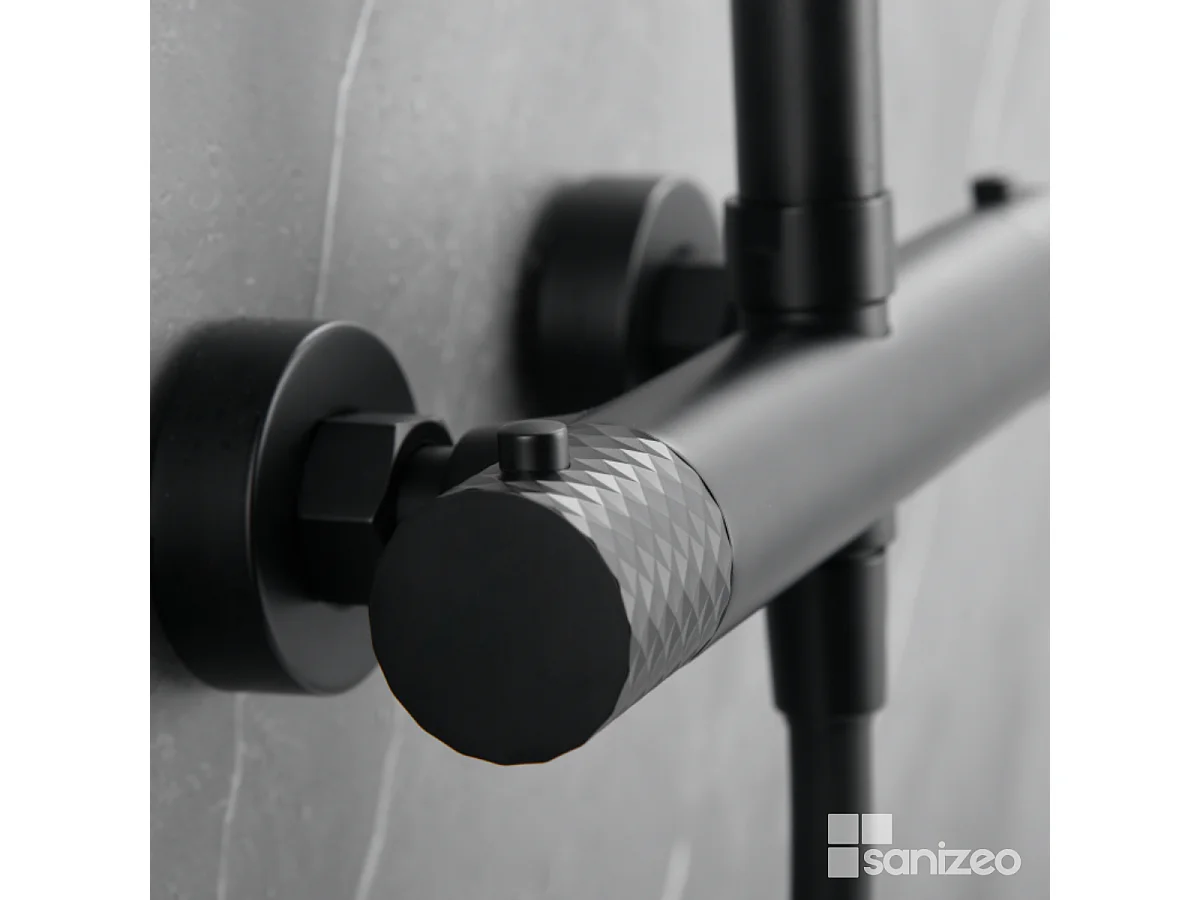 Colonne de Douche avec Mitigeur Thermostatique noir mat anti-calcaire - Design Moderne - GENOVA IMEX