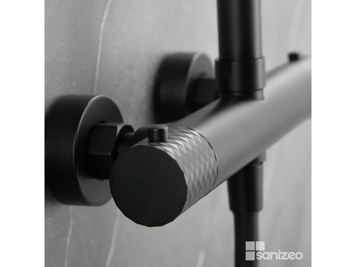 Colonne de Douche avec Mitigeur Thermostatique noir mat anti-calcaire - Design Moderne - GENOVA IMEX