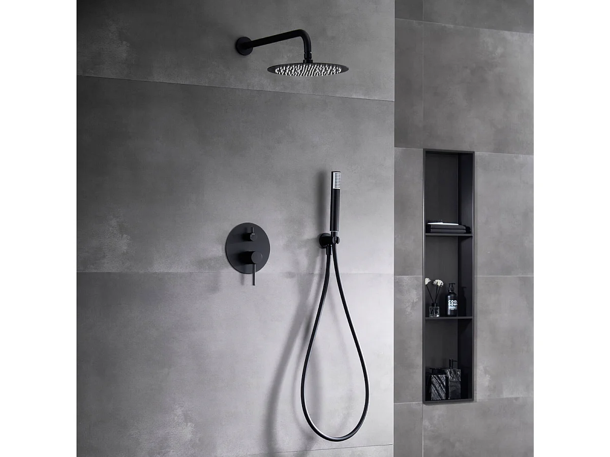 Colonne de Douche Encastrée Anti-Calcaire Noir Mat IMEX MONZA GPM039/NG