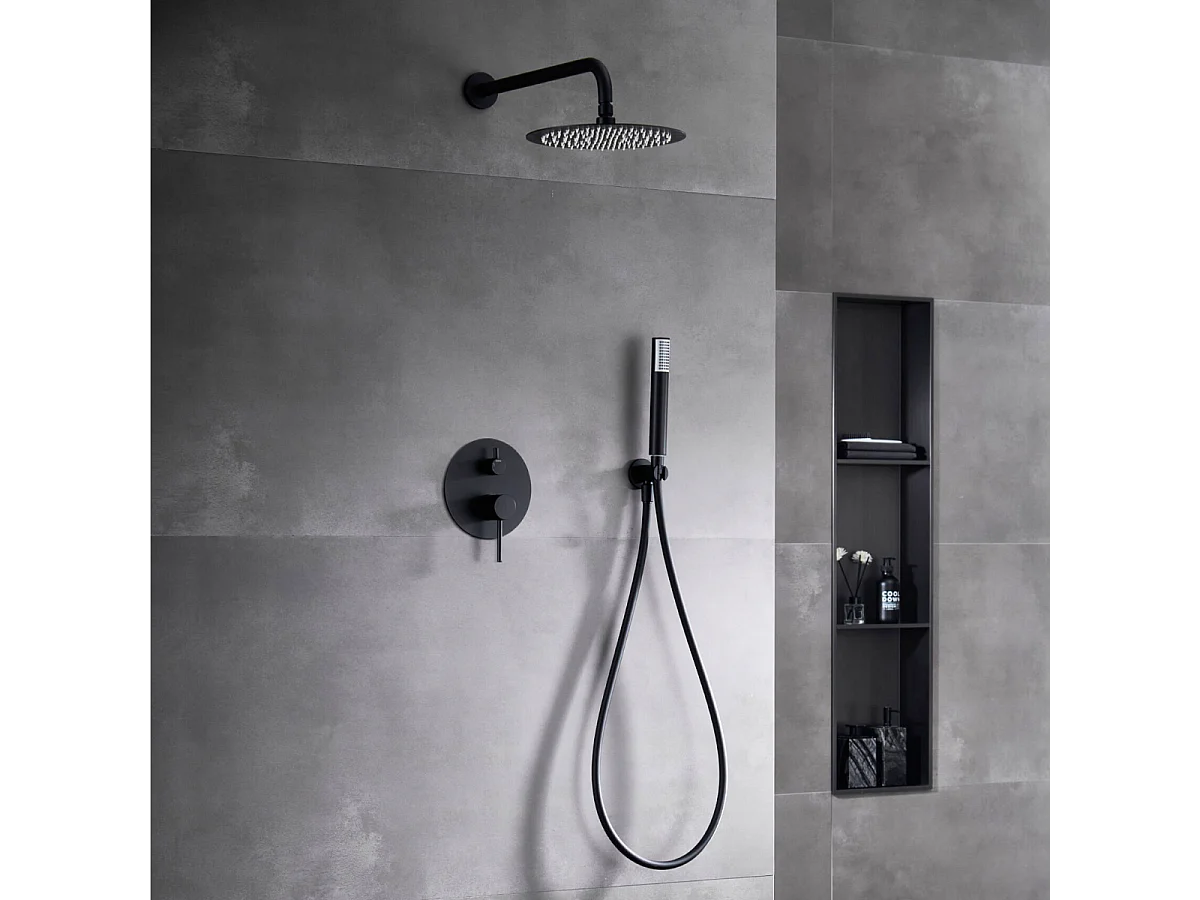 Colonne de Douche Encastrée Anti-Calcaire Noir Mat IMEX MONZA GPM039/NG