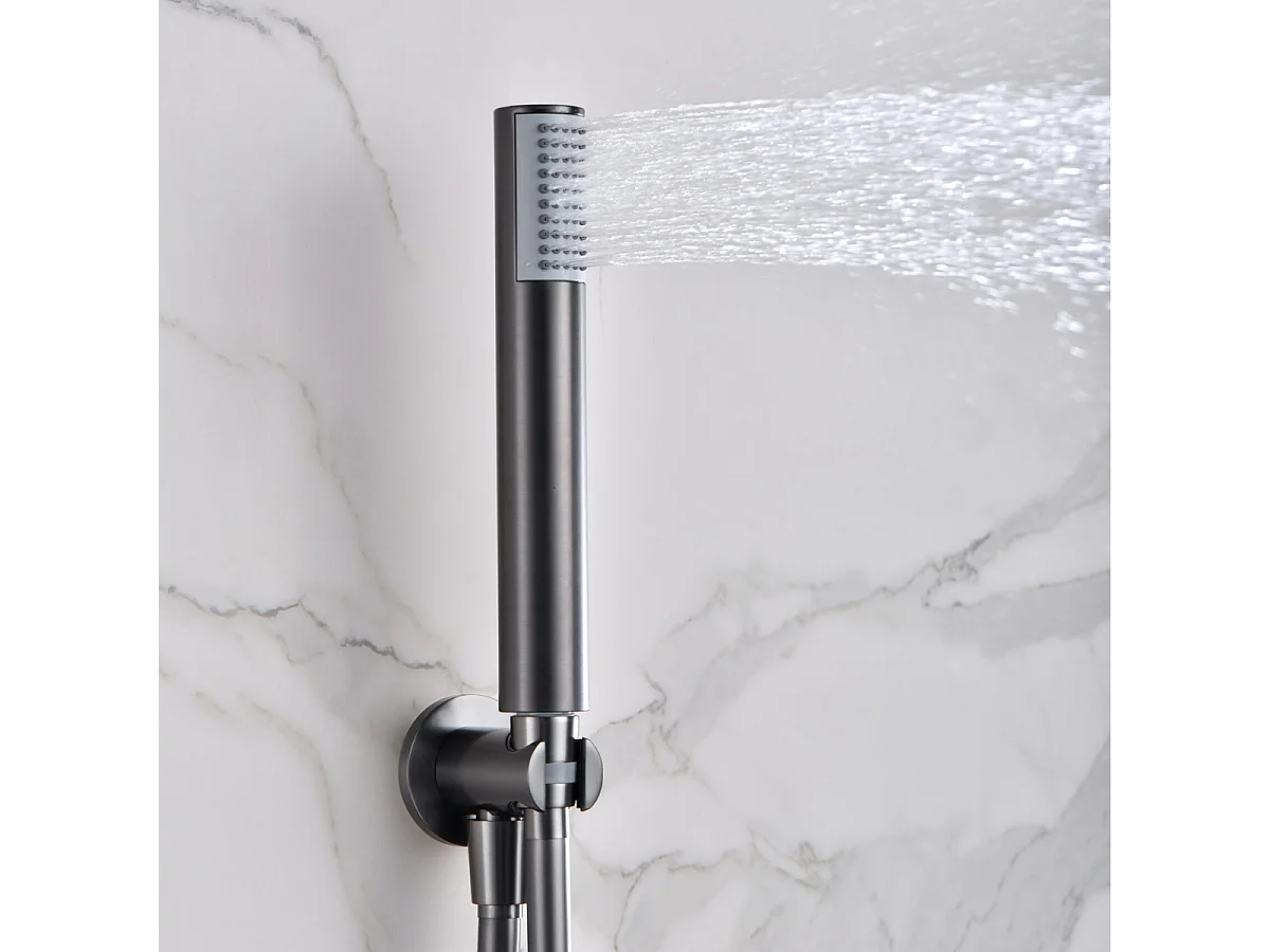 Colonne de Douche Encastrée avec Mitigeur Thermostatique noir métal  anti-calcaire - Design Moderne - LINE IMEX