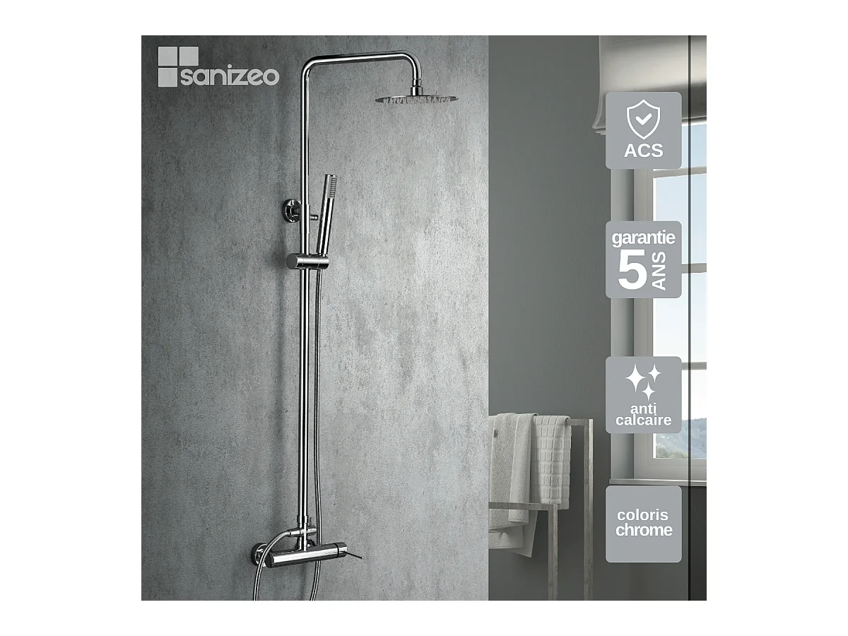 Colonne de Douche Anti-Calcaire Chrome MILOS STICK BDYS045