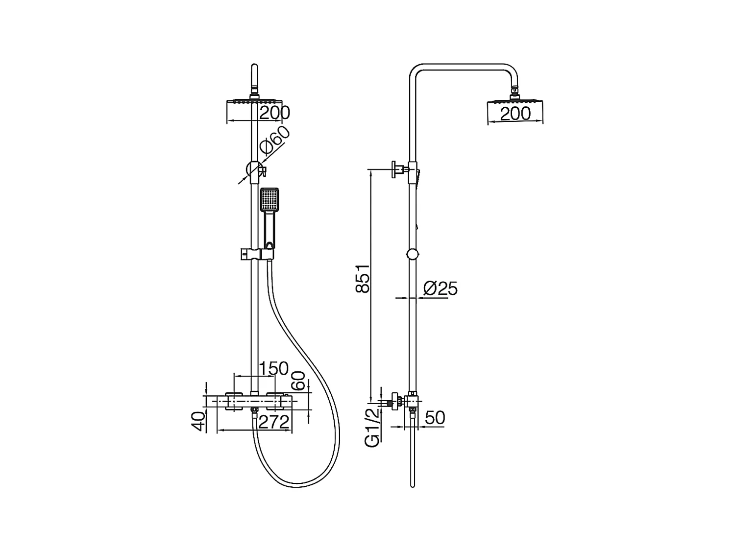 Colonne de Douche Anti-Calcaire Chrome MILOS STICK BDYS045