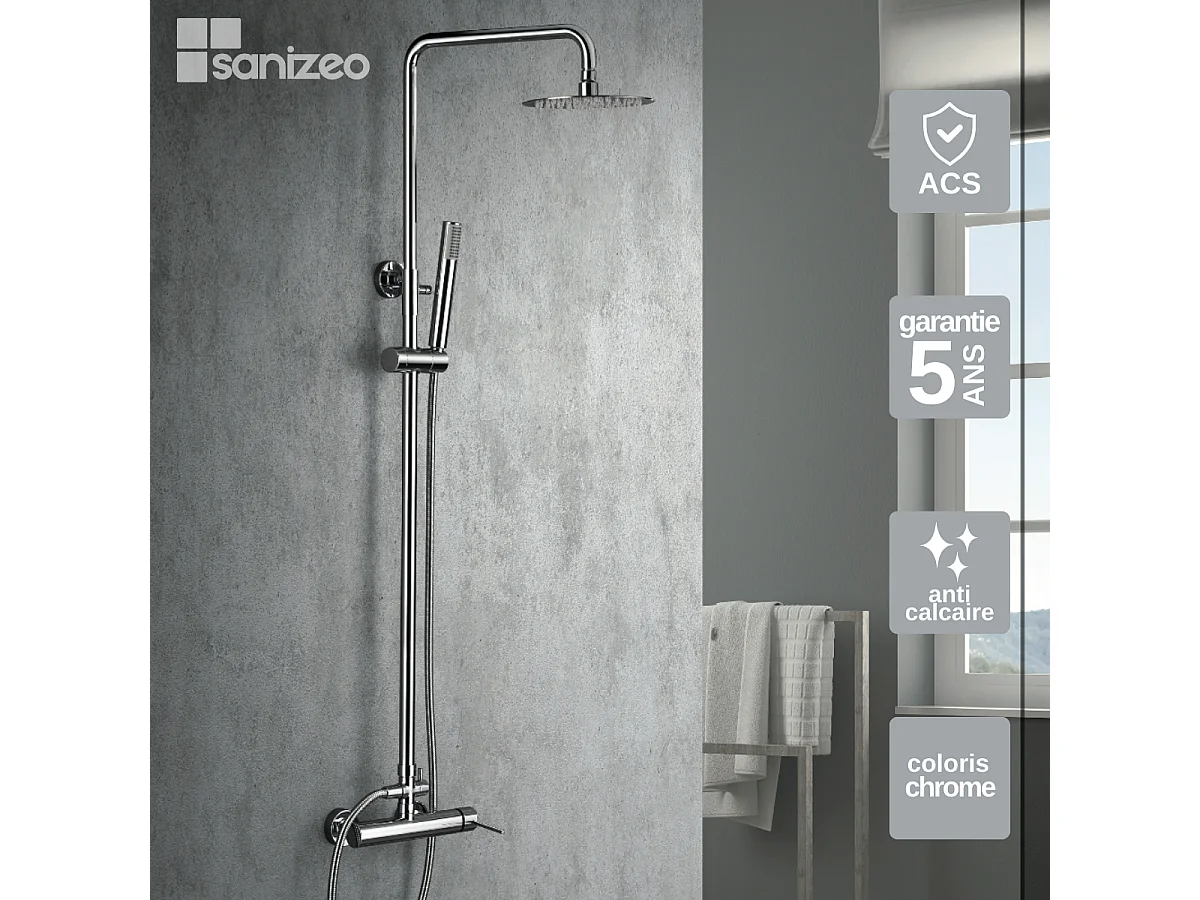 Colonne de Douche Anti-Calcaire Chrome MILOS STICK BDYS045