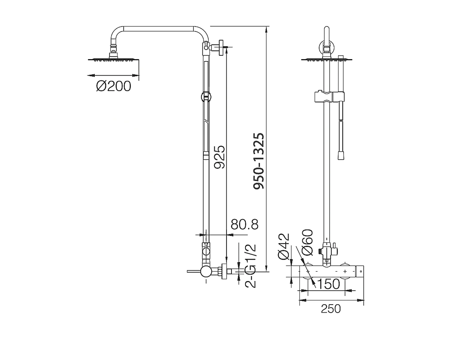 Colonne de Douche Anti-Calcaire Chrome MILOS STICK BDYS045