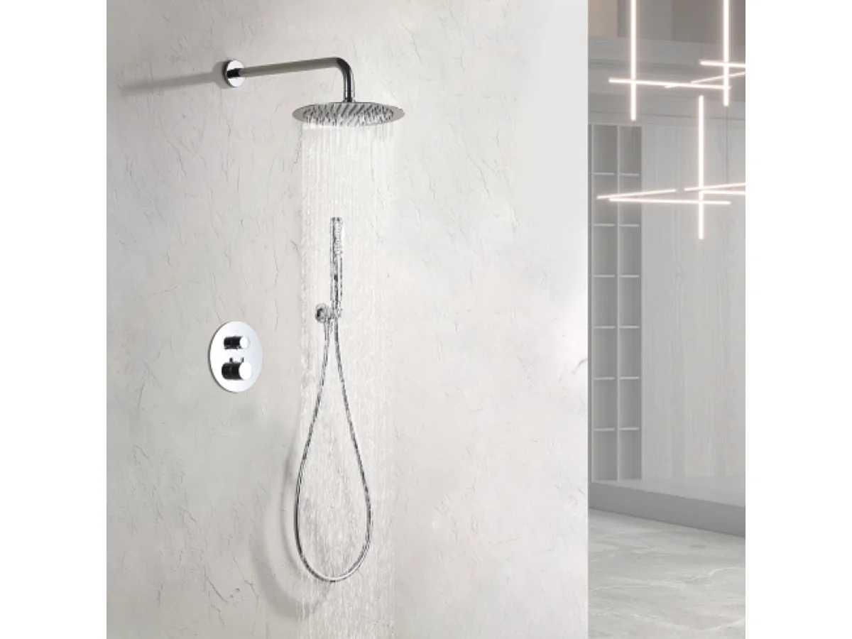 Colonne de Douche Encastrée avec Mitigeur Thermostatique chromé anti-calcaire - Design Moderne - NAPOLES IMEX