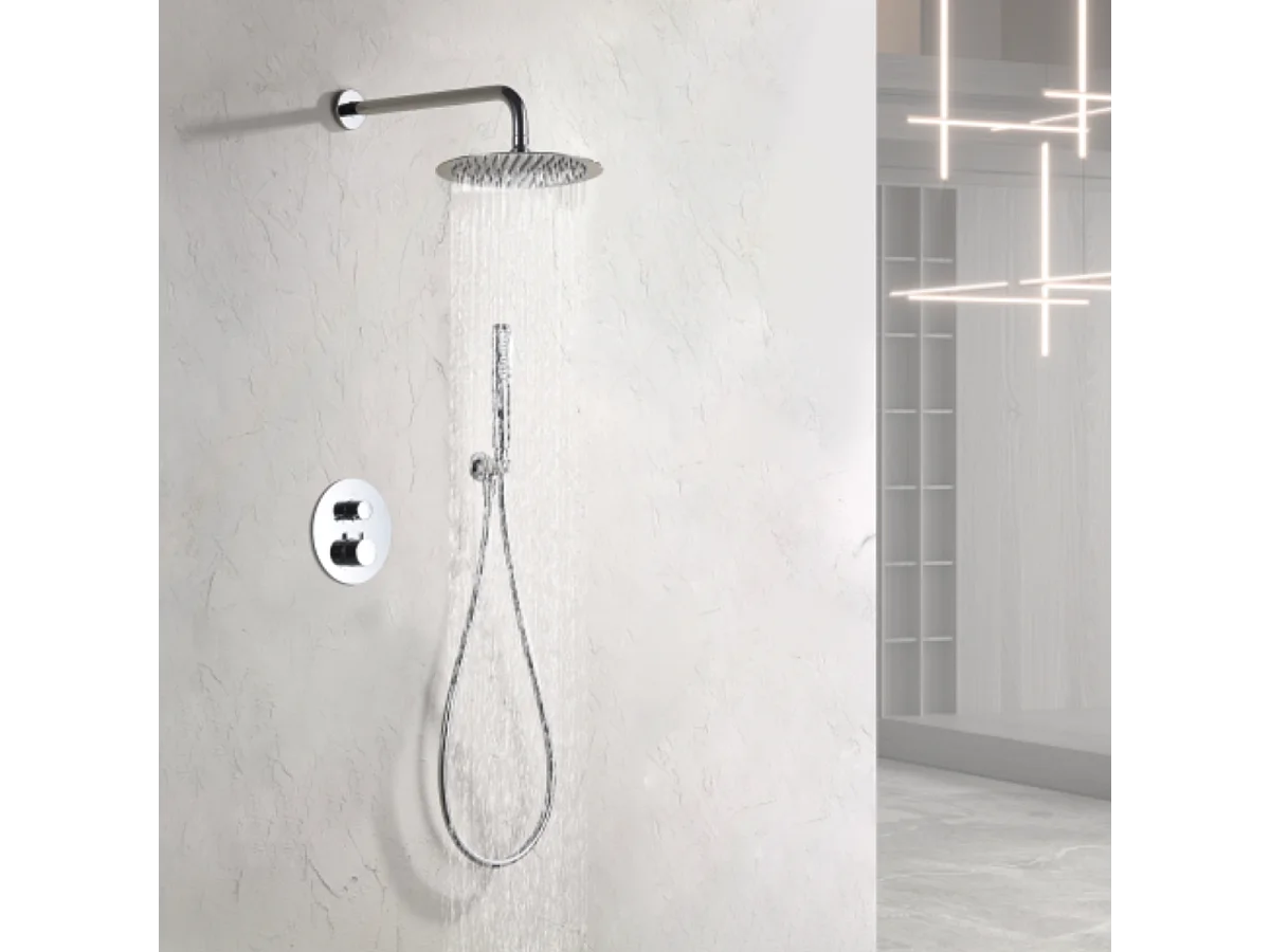 Colonne de Douche Encastrée avec Mitigeur Thermostatique chromé anti-calcaire - Design Moderne - NAPOLES IMEX