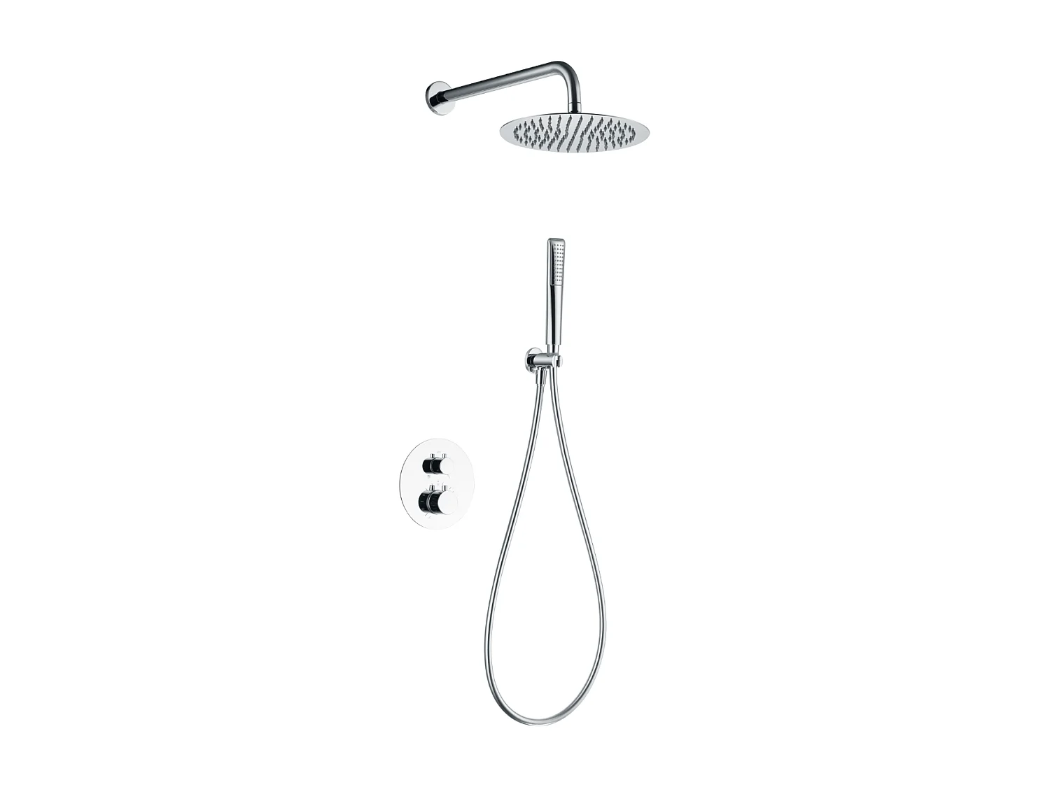 Colonne de Douche Encastrée avec Mitigeur Thermostatique chromé anti-calcaire - Design Moderne - NAPOLES IMEX