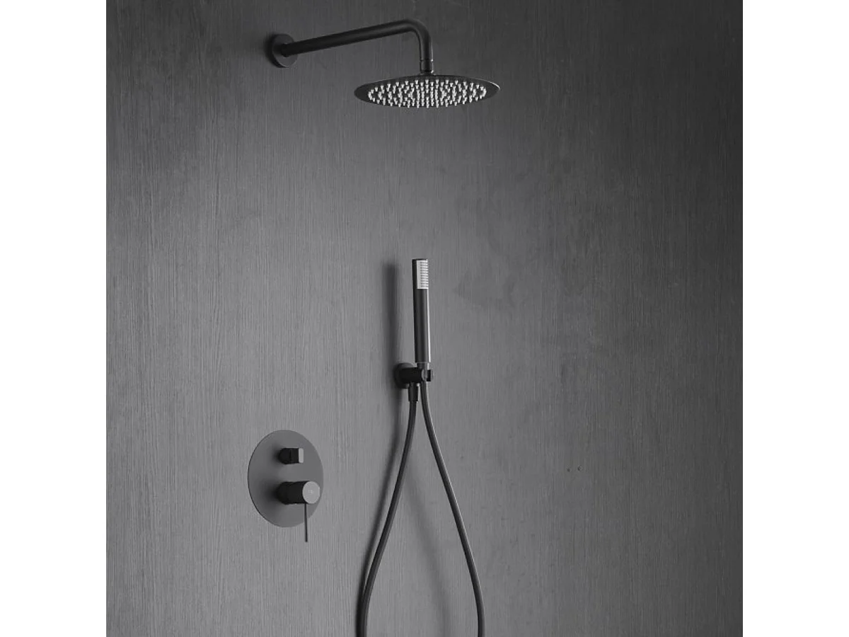 Colonne de Douche Encastrée noir métal anti-calcaire - Design Moderne et Économie d'eau - Kit Complet LINE IMEX