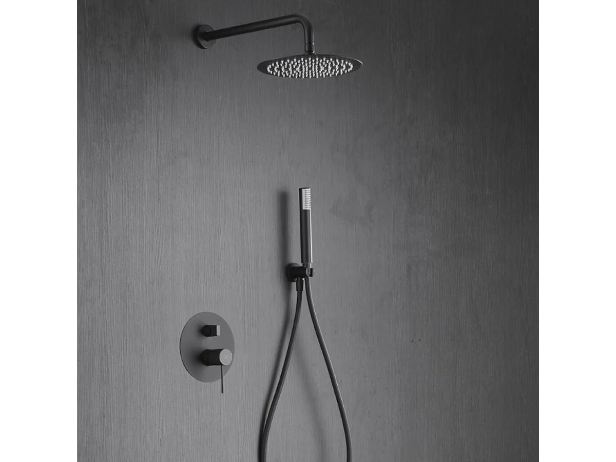 Colonne de Douche Encastrée noir métal anti-calcaire - Design Moderne et Économie d'eau - Kit Complet LINE IMEX