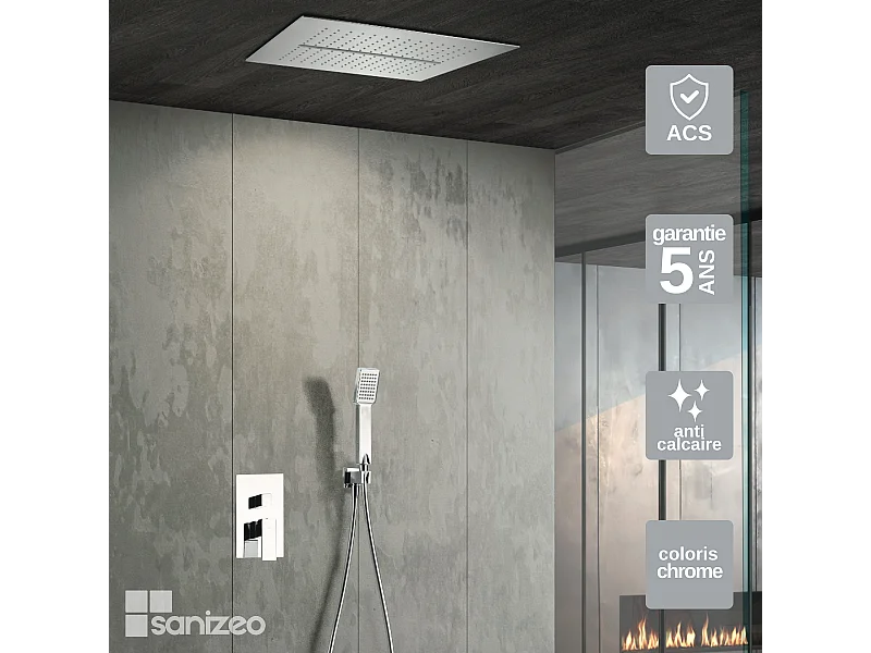 Colonne de Douche Encastrée Anti-Calcaire Chrome MALAGA GTS020