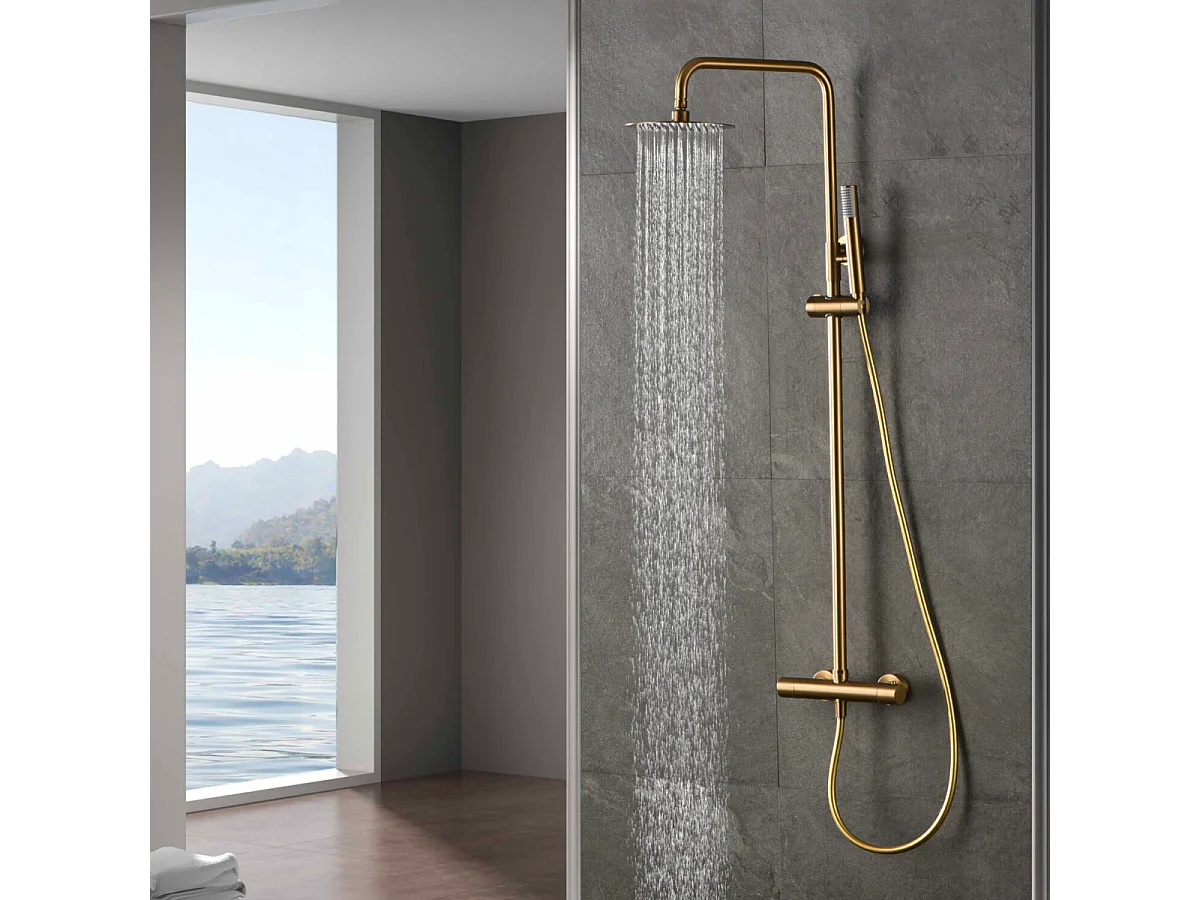 Colonne de Douche Thermostatique Anti-Calcaire Or Brossé IMEX MONZA BTM039/OC