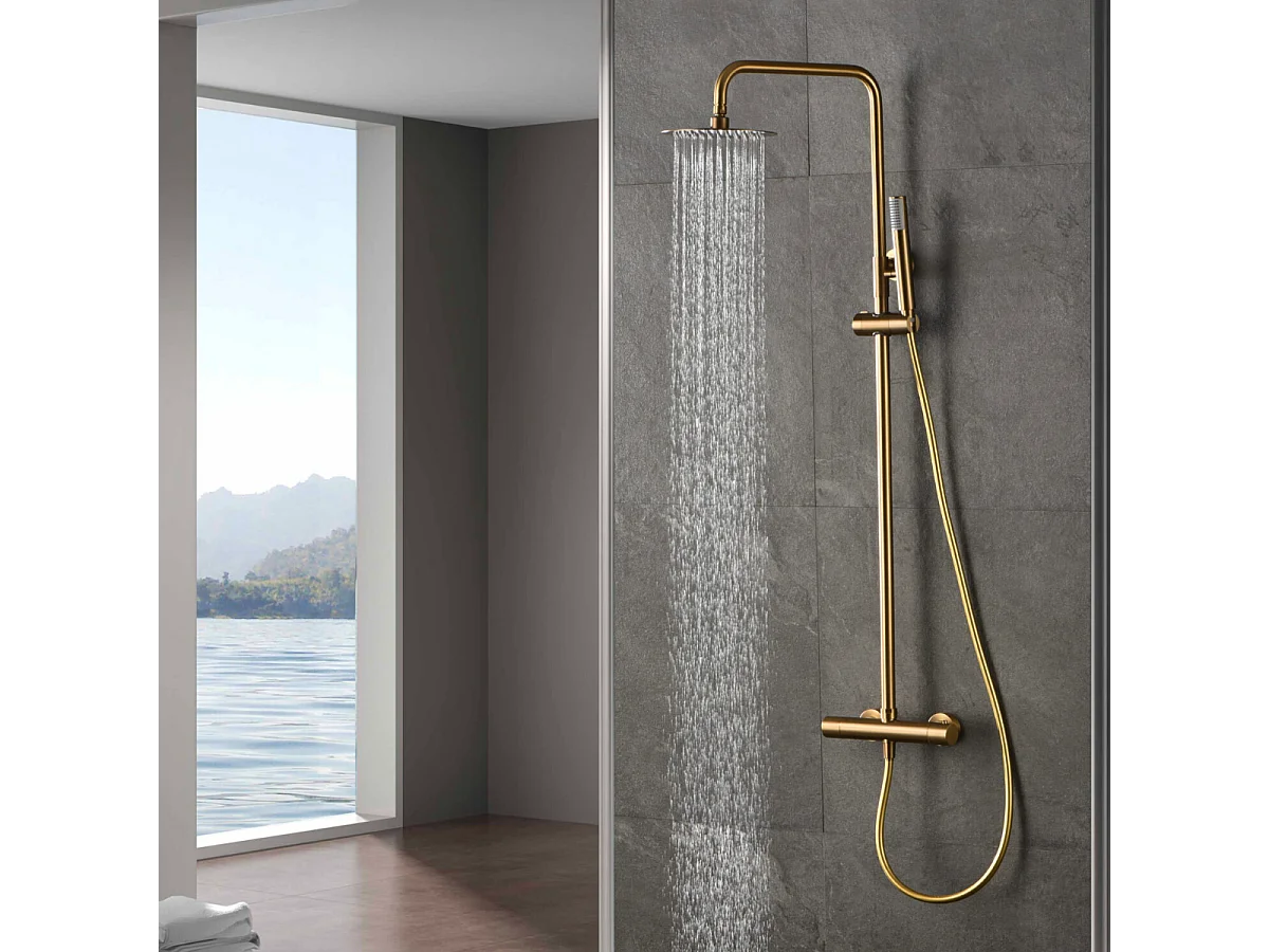 Colonne de Douche Thermostatique Anti-Calcaire Or Brossé IMEX MONZA BTM039/OC