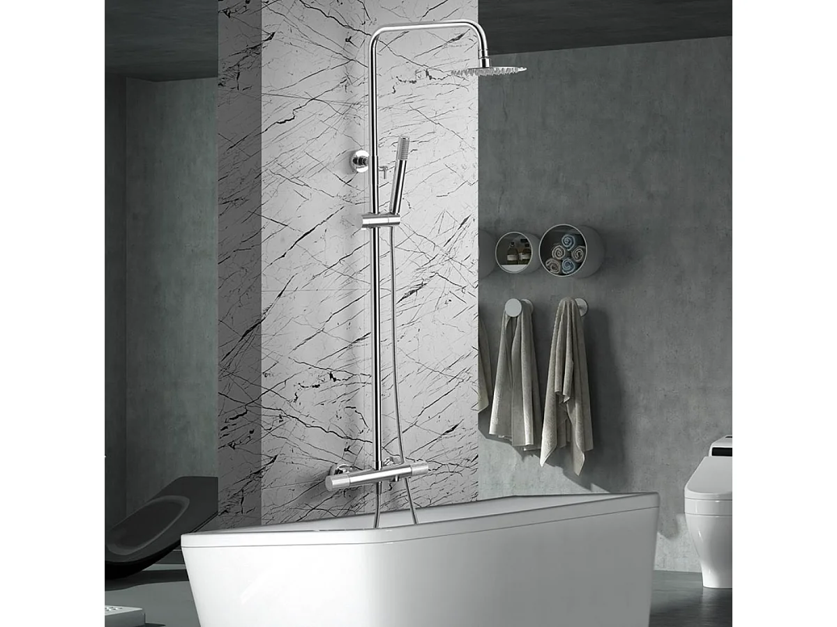 Colonne de Douche et Baignoire Thermostatique chromé anti-calcaire - Design Moderne - MONZA IMEX