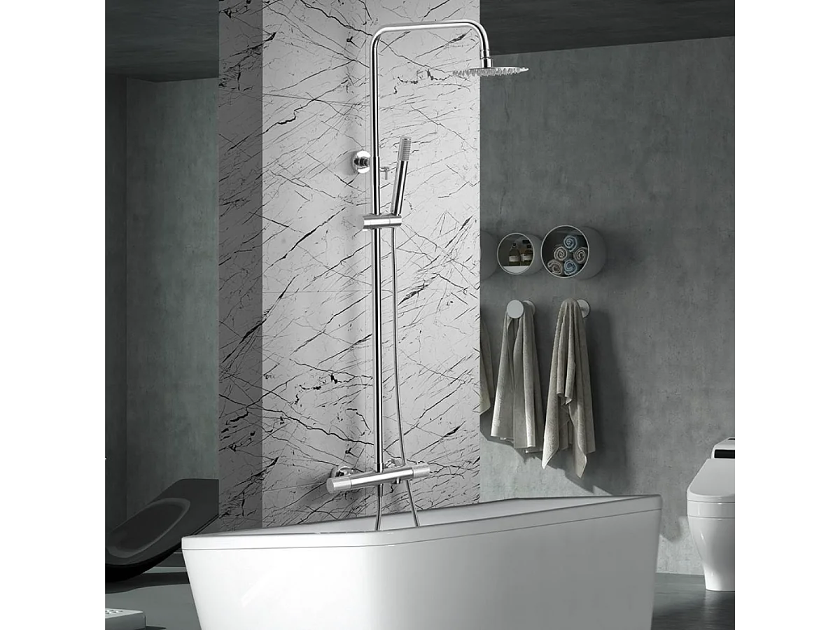 Colonne de Douche et Baignoire Thermostatique chromé anti-calcaire - Design Moderne - MONZA IMEX