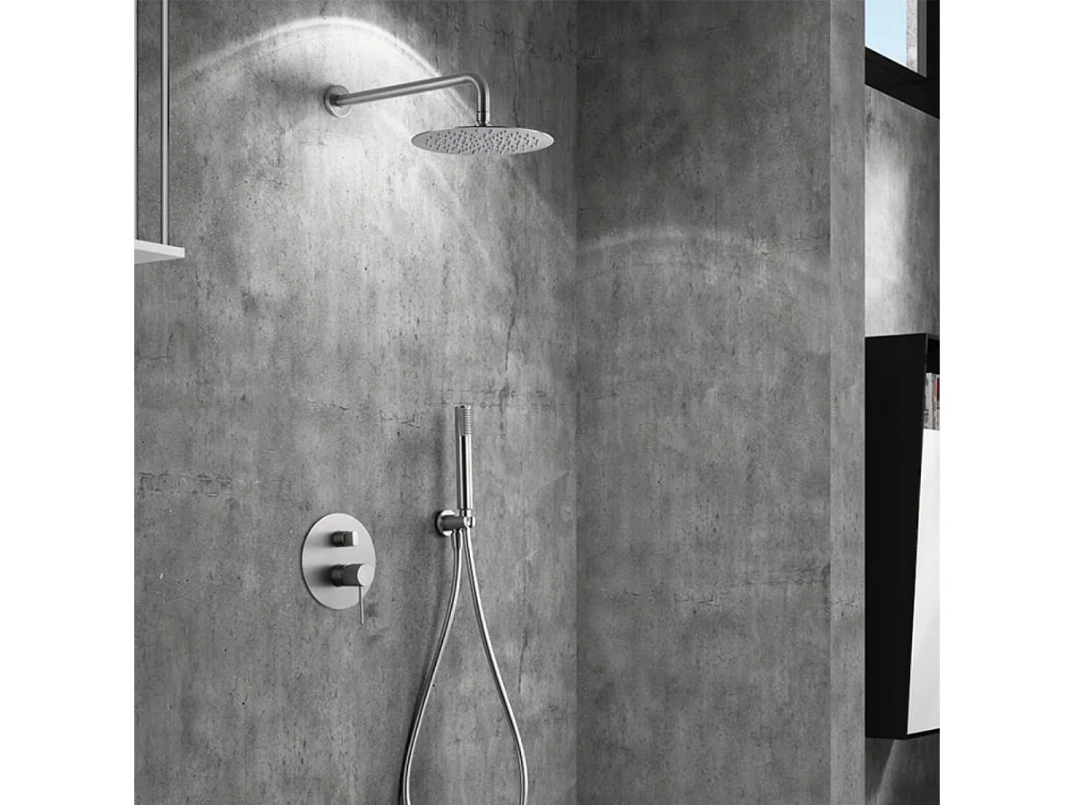 Colonne de Douche Encastrée niquel brossé anti-calcaire - Design Moderne et Économie d'eau - Kit Complet LINE IMEX