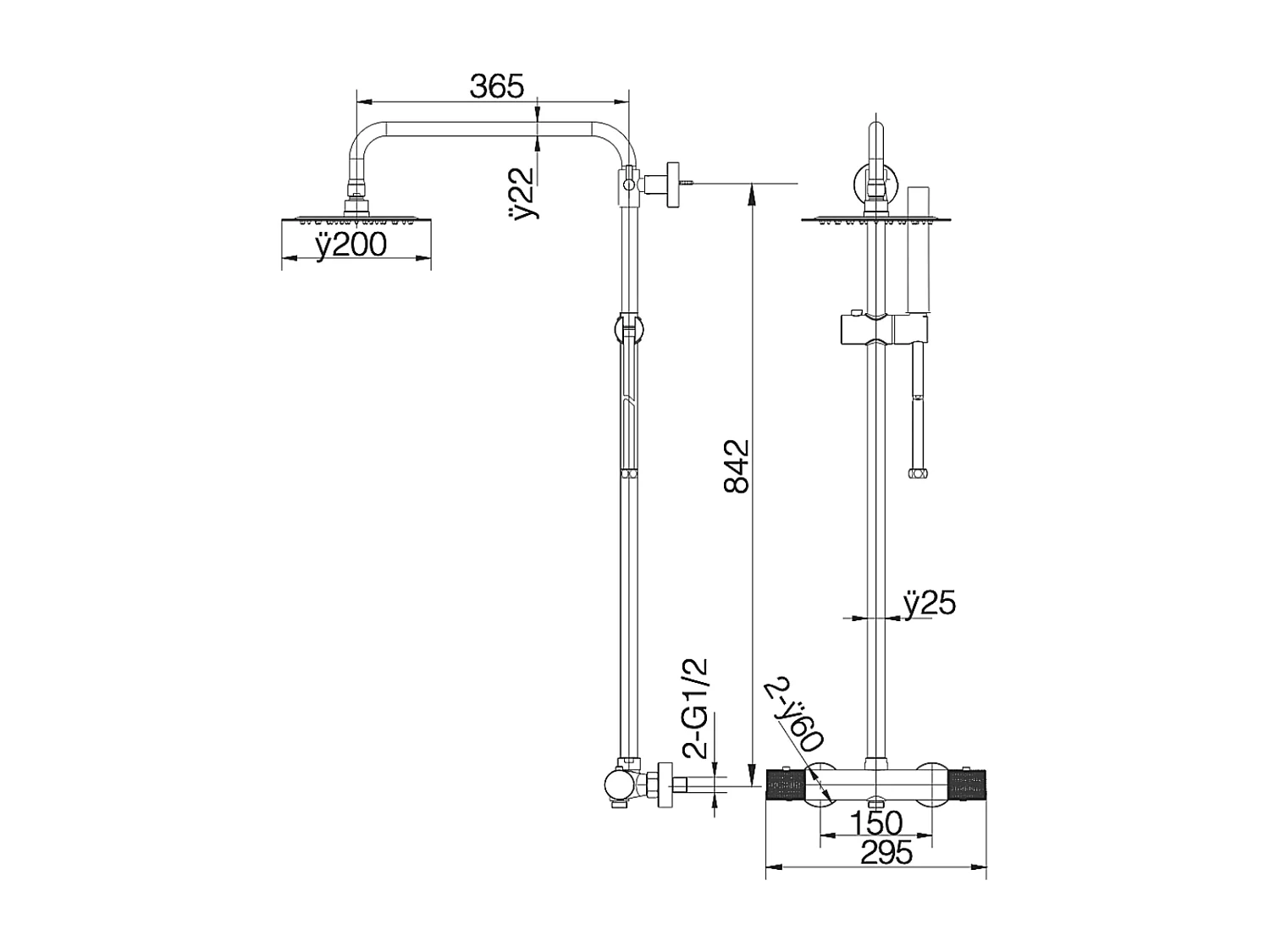 Colonne de Douche avec Mitigeur Thermostatique noir mat anti-calcaire - Design Moderne - NAPOLES IMEX