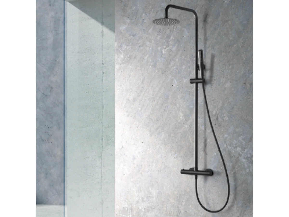Colonne de Douche avec Mitigeur Thermostatique noir mat anti-calcaire - Design Moderne - NAPOLES IMEX