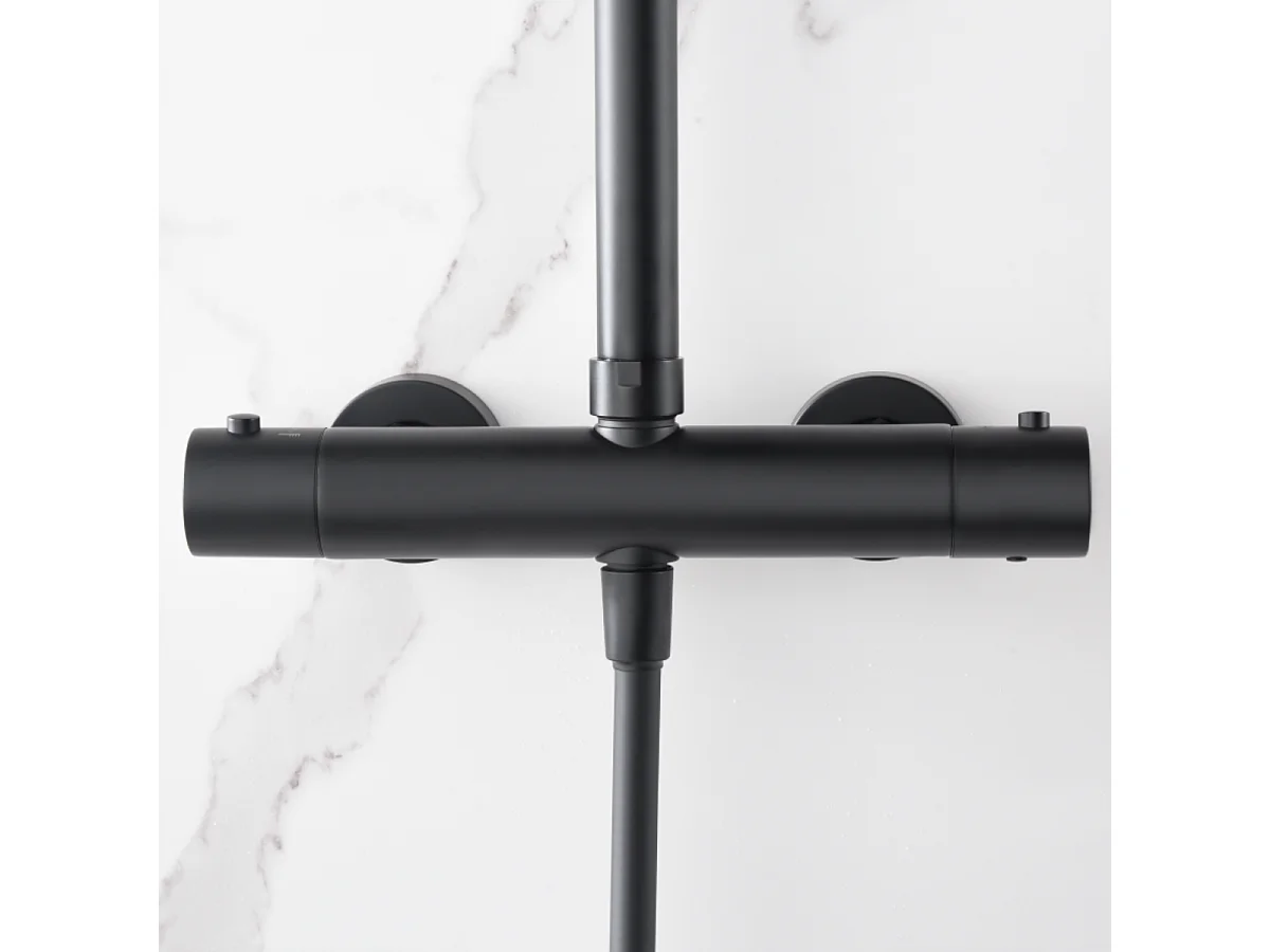 Colonne de Douche avec Mitigeur Thermostatique noir mat anti-calcaire - Design Moderne - NAPOLES IMEX