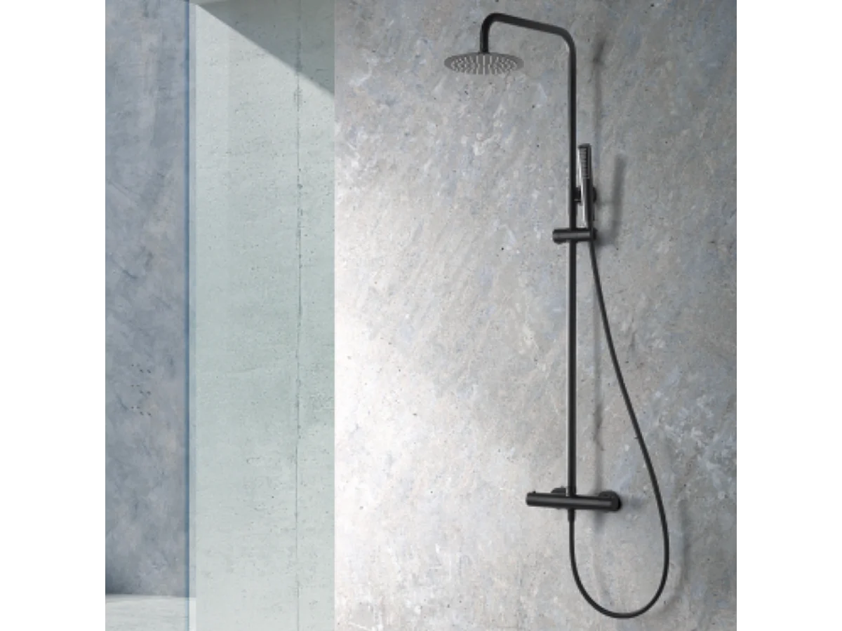 Colonne de Douche avec Mitigeur Thermostatique noir mat anti-calcaire - Design Moderne - NAPOLES IMEX