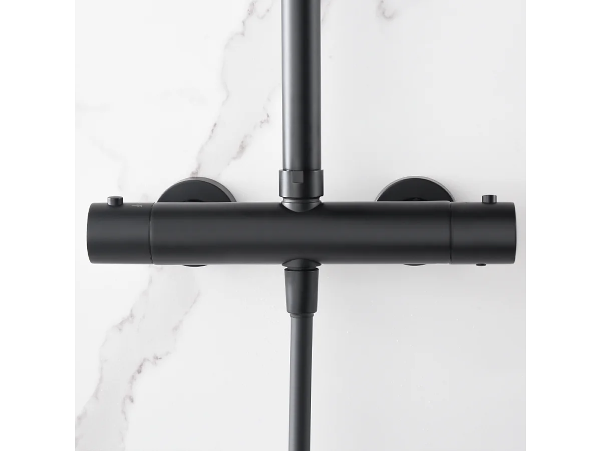 Colonne de Douche avec Mitigeur Thermostatique noir mat anti-calcaire - Design Moderne - NAPOLES IMEX