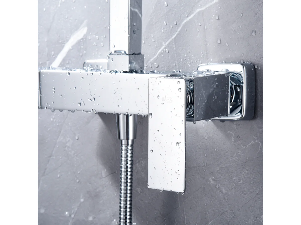 Colonne de Douche chromé anti-calcaire - Design Moderne et Économie d'eau - Kit Complet PISA IMEX