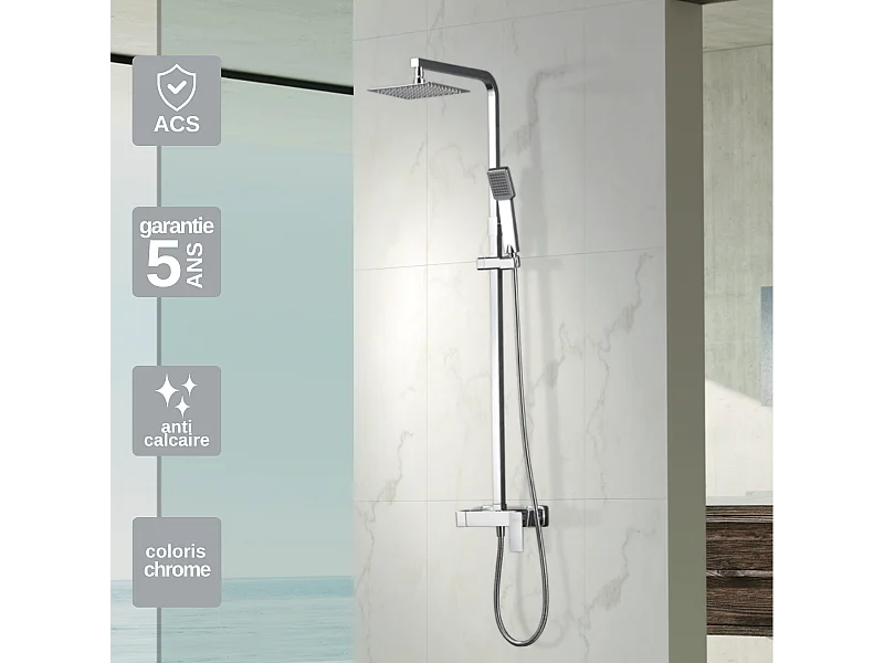 Colonne de Douche chromé anti-calcaire - Design Moderne et Économie d'eau - Kit Complet PISA IMEX