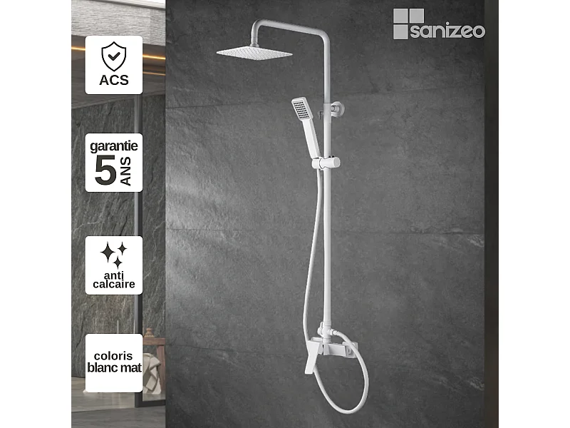 Colonne de Douche blanc mat anti-calcaire - Design Moderne et Économie d'eau - Kit Complet ART IMEX