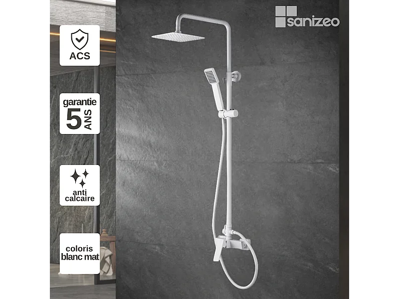 Colonne de Douche blanc mat anti-calcaire - Design Moderne et Économie d'eau - Kit Complet ART IMEX