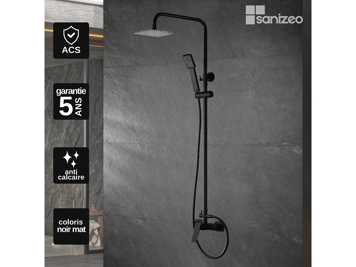 Colonne de Douche noir mat anti-calcaire - Design Moderne et Économie d'eau - Kit Complet ART IMEX