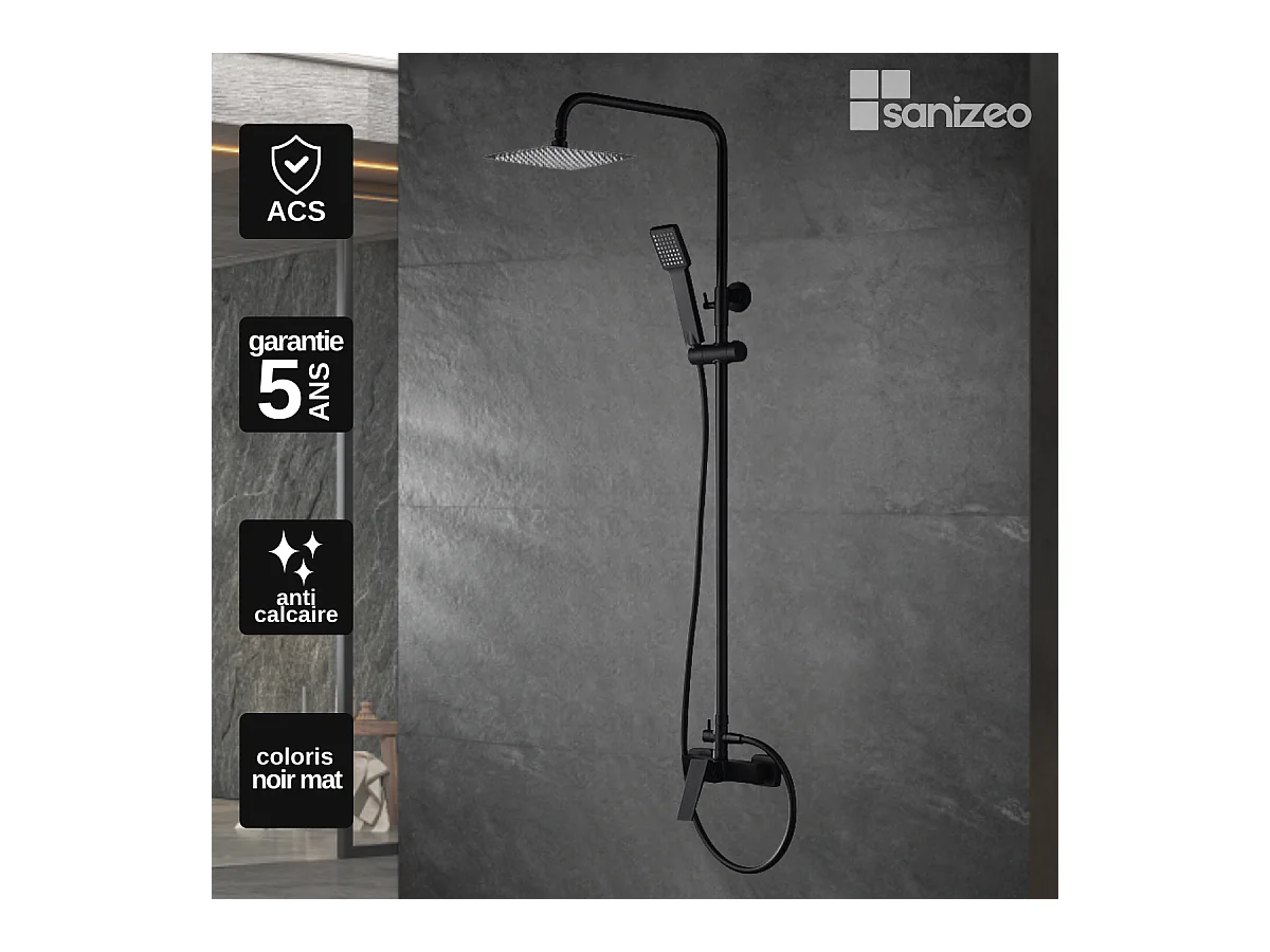 Colonne de Douche noir mat anti-calcaire - Design Moderne et Économie d'eau - Kit Complet ART IMEX
