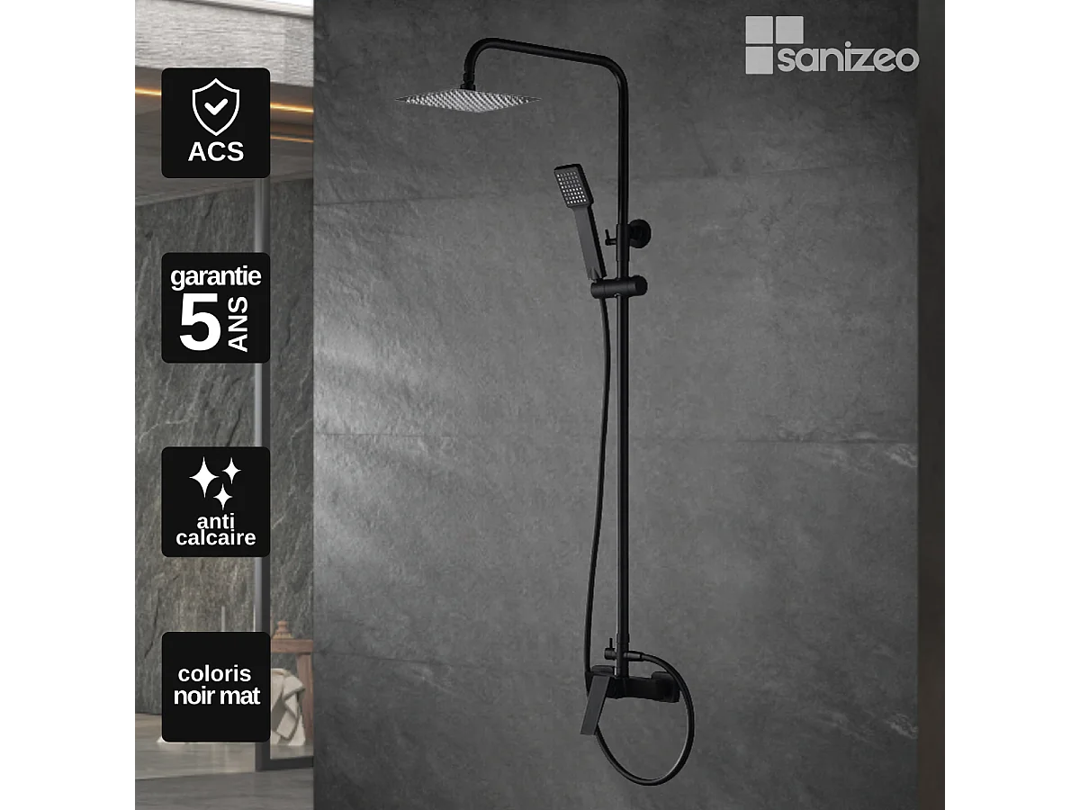 Colonne de Douche noir mat anti-calcaire - Design Moderne et Économie d'eau - Kit Complet ART IMEX