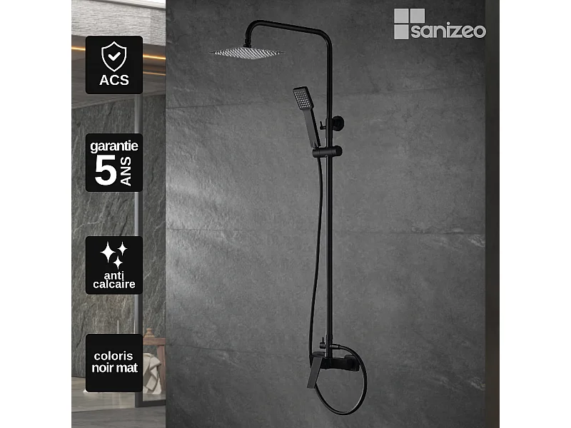 Colonne de Douche noir mat anti-calcaire - Design Moderne et Économie d'eau - Kit Complet ART IMEX