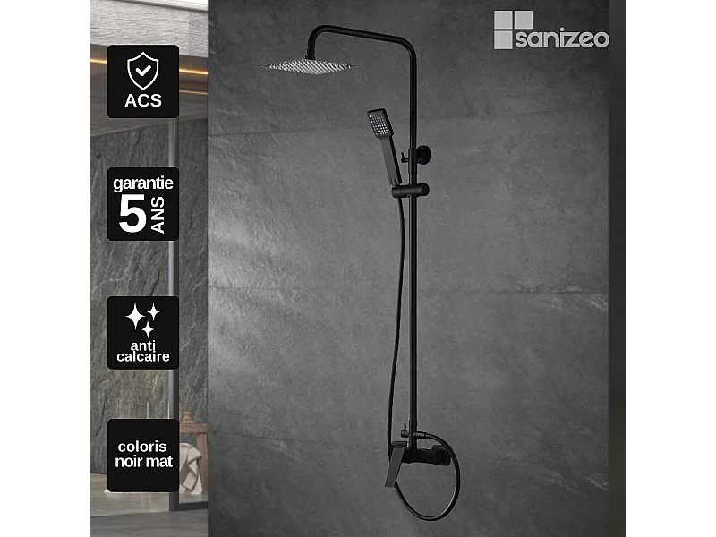 Colonne de Douche noir mat anti-calcaire - Design Moderne et Économie d'eau - Kit Complet ART IMEX