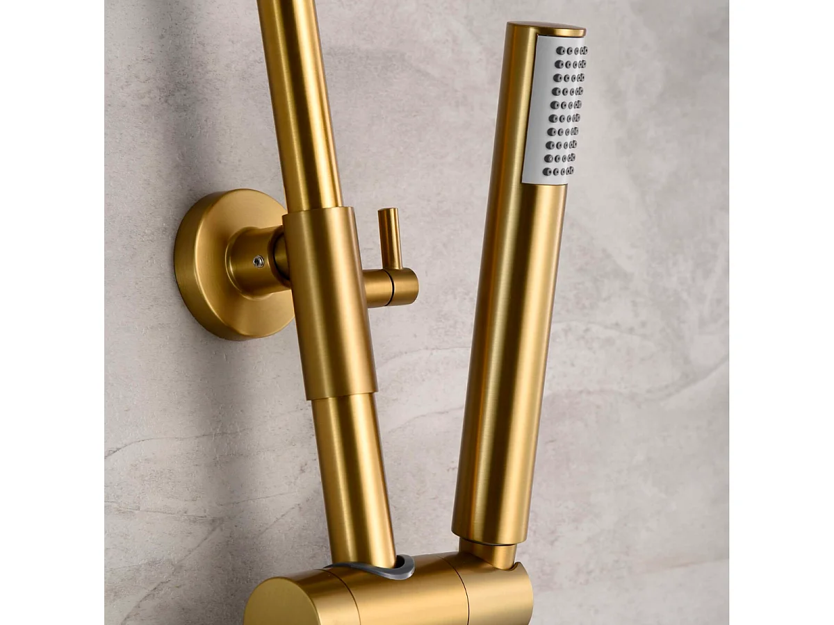 Colonne de Douche avec Mitigeur Thermostatique or brossé anti-calcaire - Design Moderne - MONZA IMEX