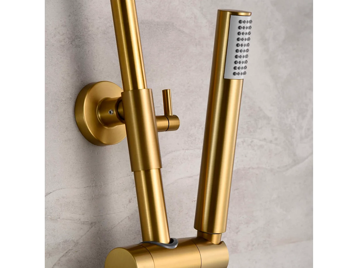 Colonne de Douche avec Mitigeur Thermostatique or brossé anti-calcaire - Design Moderne - MONZA IMEX