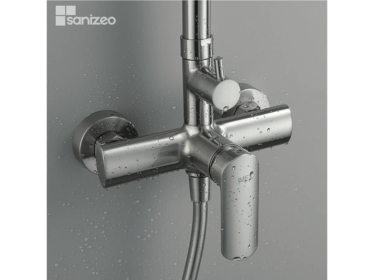 Colonne de Douche niquel brossé anti-calcaire - Design Moderne et Économie d'eau - Kit Complet URAL IMEX