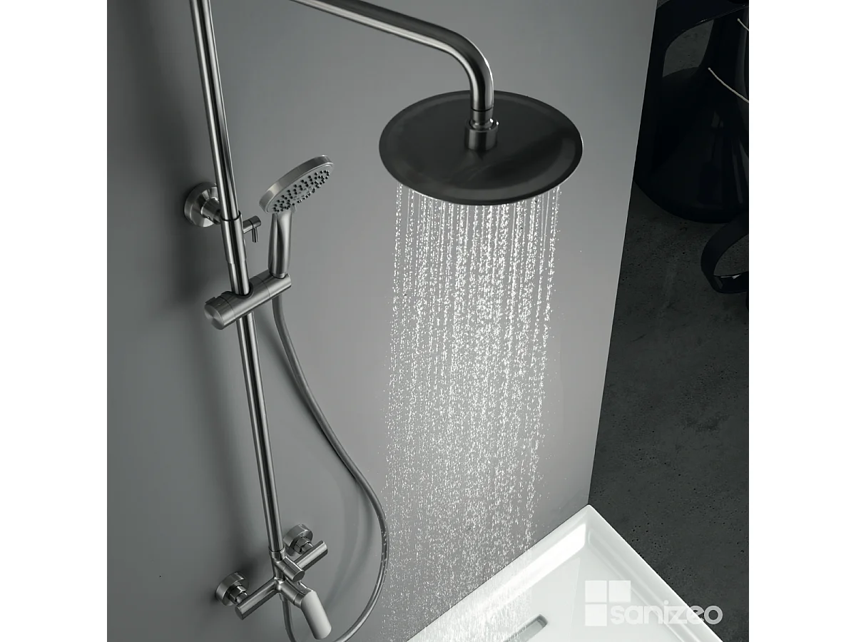 Colonne de Douche niquel brossé anti-calcaire - Design Moderne et Économie d'eau - Kit Complet URAL IMEX