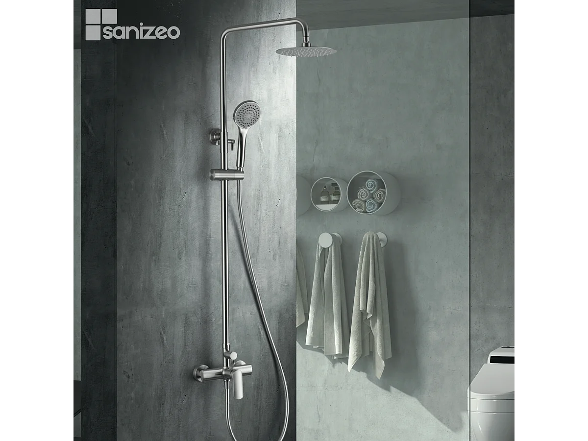 Colonne de Douche niquel brossé anti-calcaire - Design Moderne et Économie d'eau - Kit Complet URAL IMEX